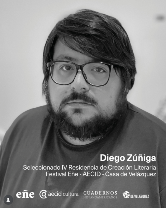 El escritor chileno Diego Zúñiga, beneficiario de la cuarta Residencia de Creación Literaria Festival Eñe, AECID y Casa de Velázquez